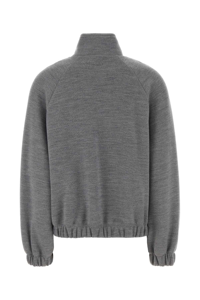Melange Grey Wool Blend Frine Oversize Sweatshirt Grigio Chiaro Exterior: Cotton Felpe