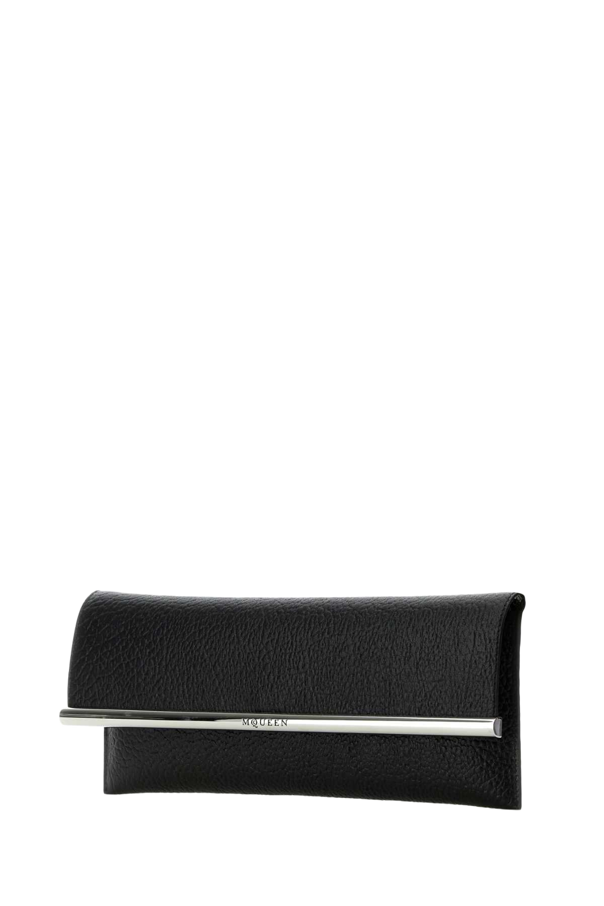 Black Leather Cross B-Long Clutch Blacksilver