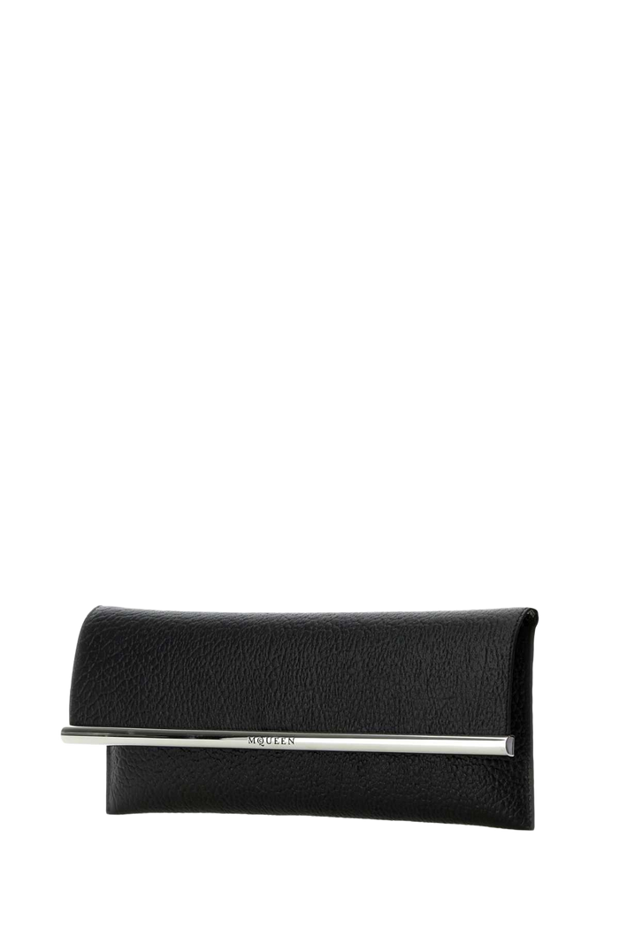 Black Leather Cross B-Long Clutch Blacksilver