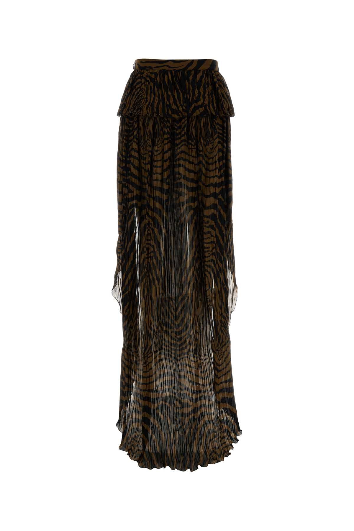 Printed Crepe Skirt Brownblack Exterior: Viscose Gonne