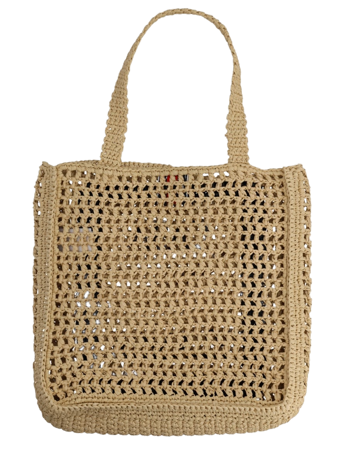 Tote Bag With Logo Beige Viscose Handbags