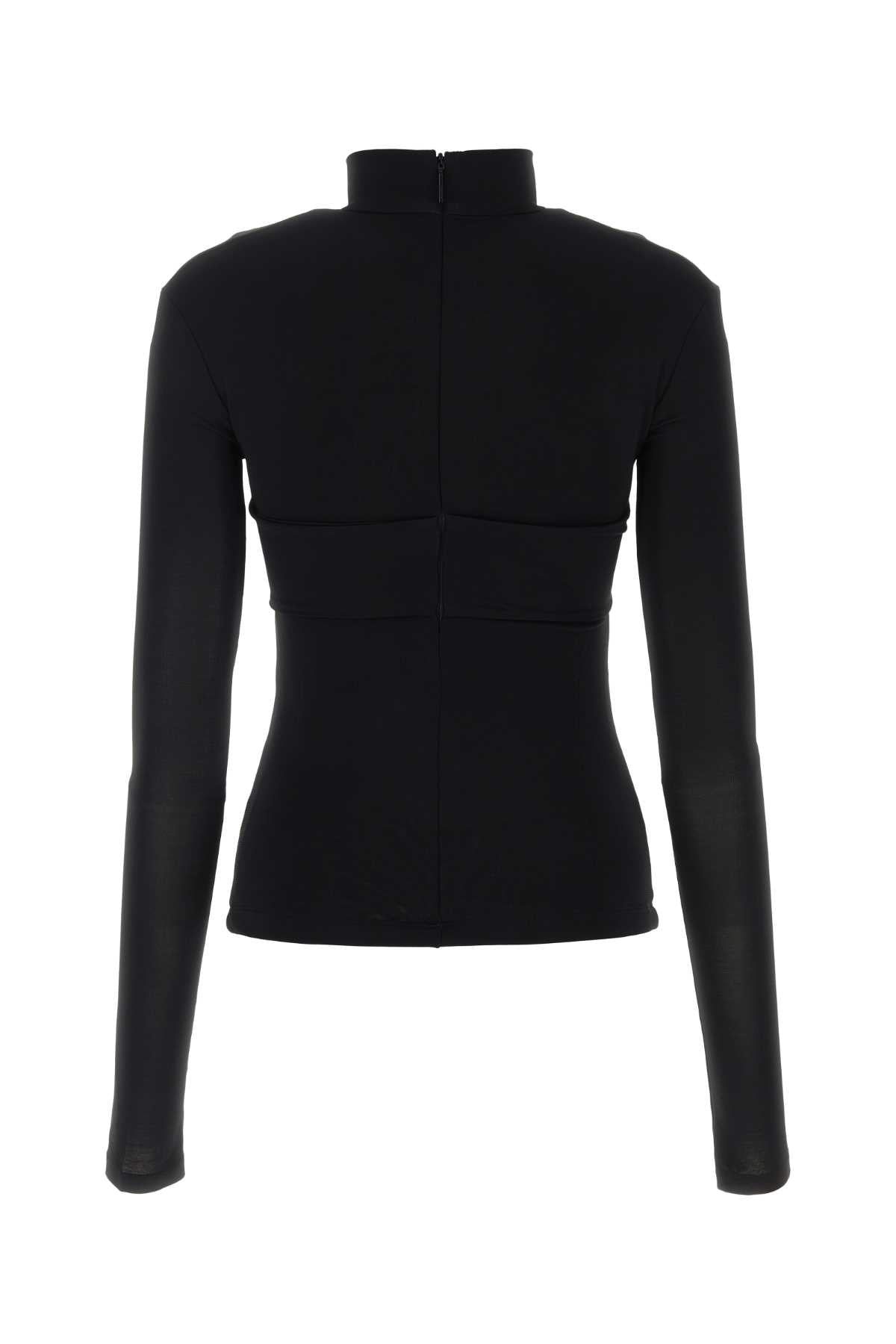 Black Stretch Viscose Top Blacknoc Exterior: Elastane Maglie