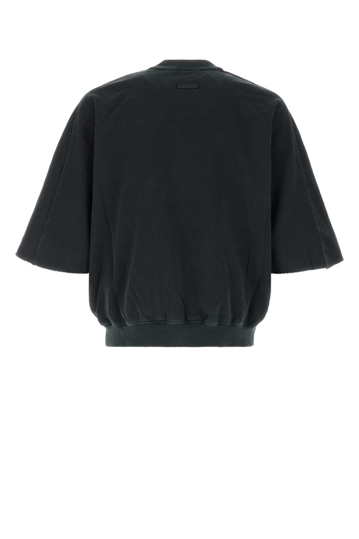 Charcoal Cotton T-Shirt Black Exterior: Felpe