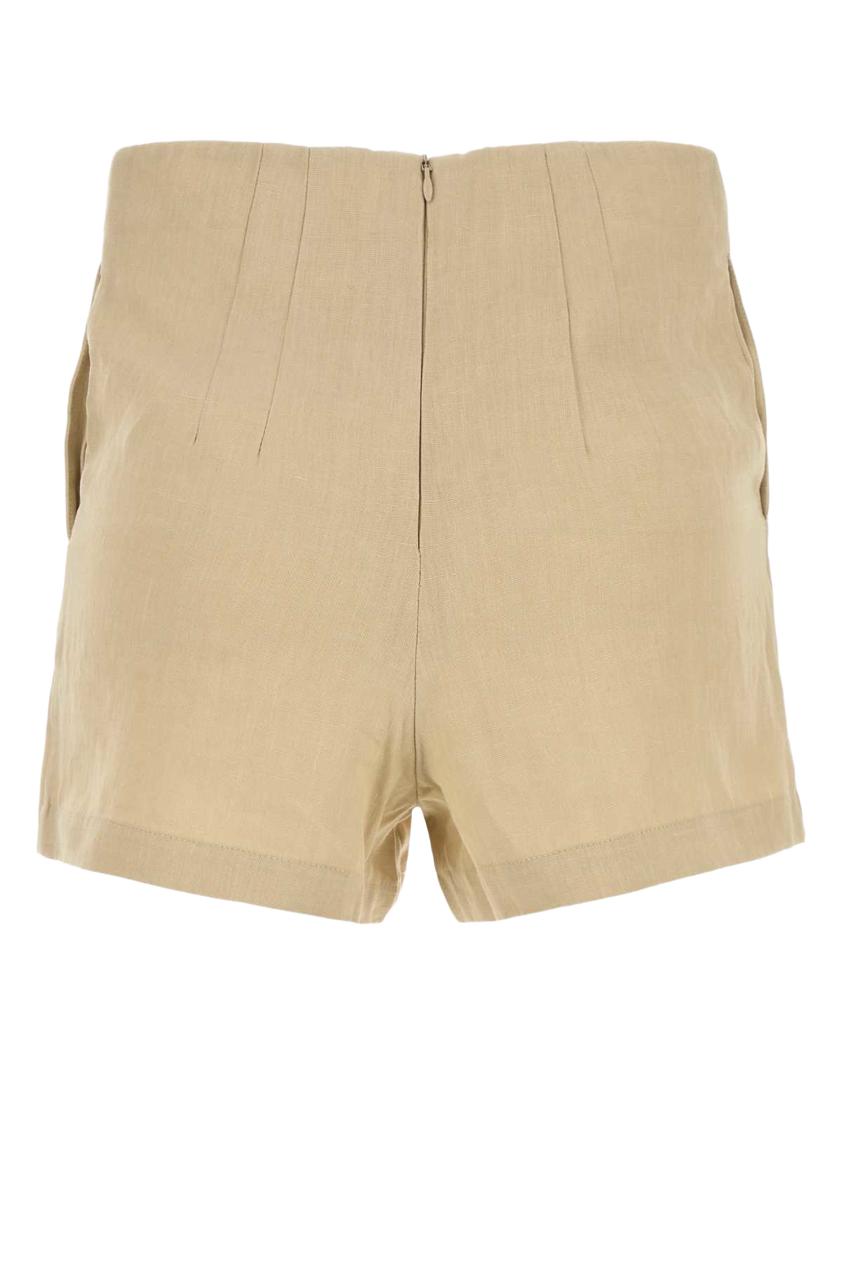 Beige Linen Ezbet Shorts Exterior: Organic