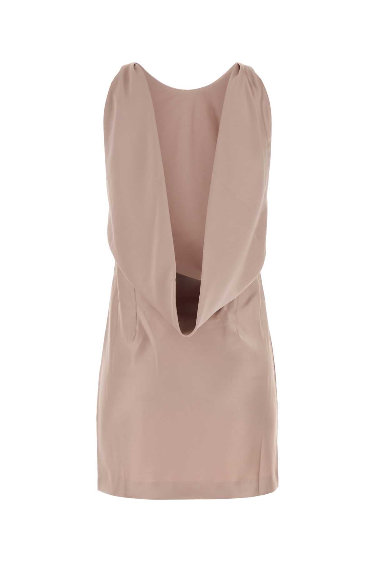 Pink Satin Carmen Mini Dress Perla Abiti