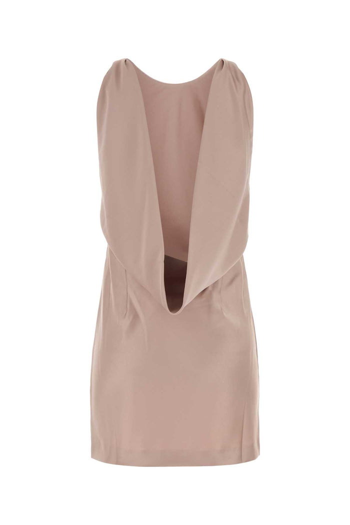 Pink Satin Carmen Mini Dress Perla Abiti