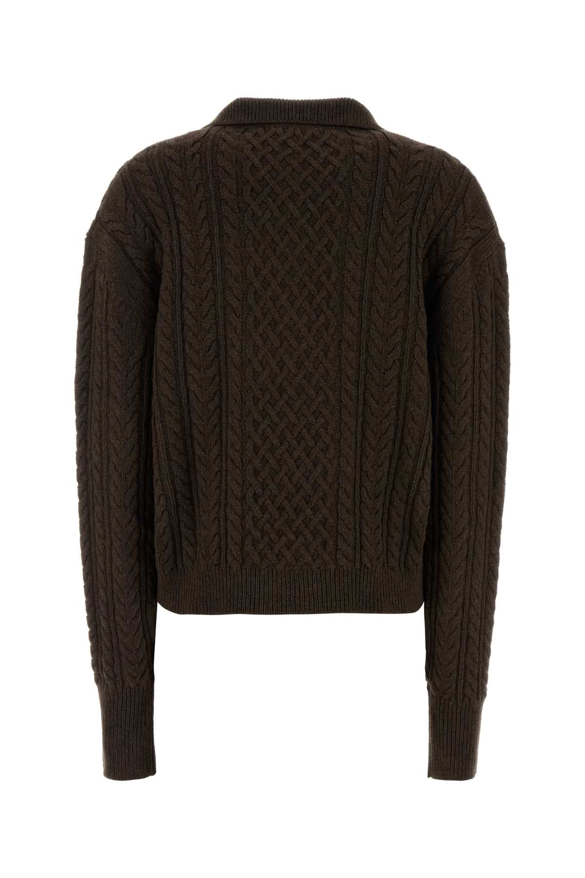 Chocolate Nylon Blend Sweater Brown Maglieria