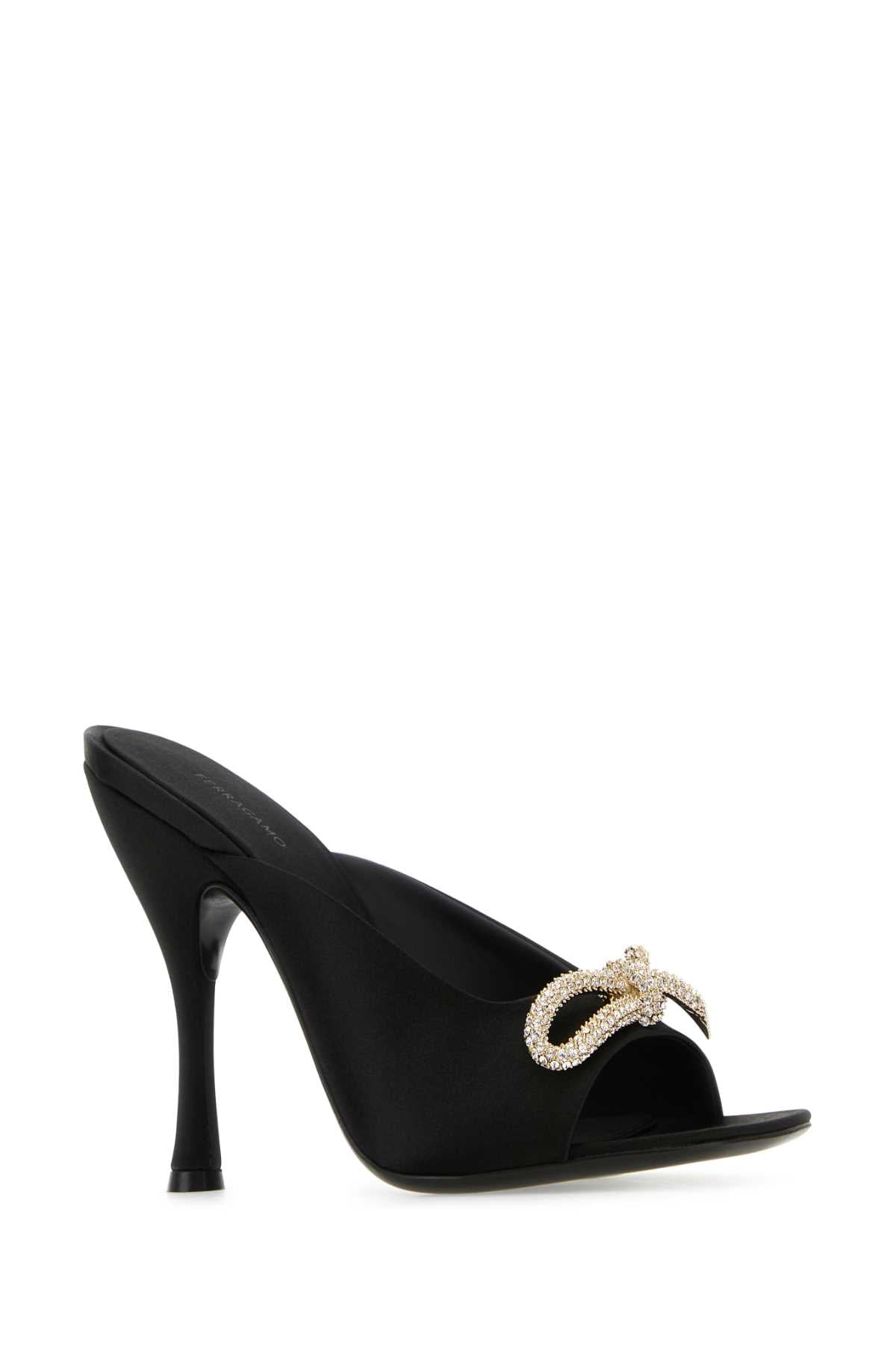 Black Satin Mules Nero Sandali