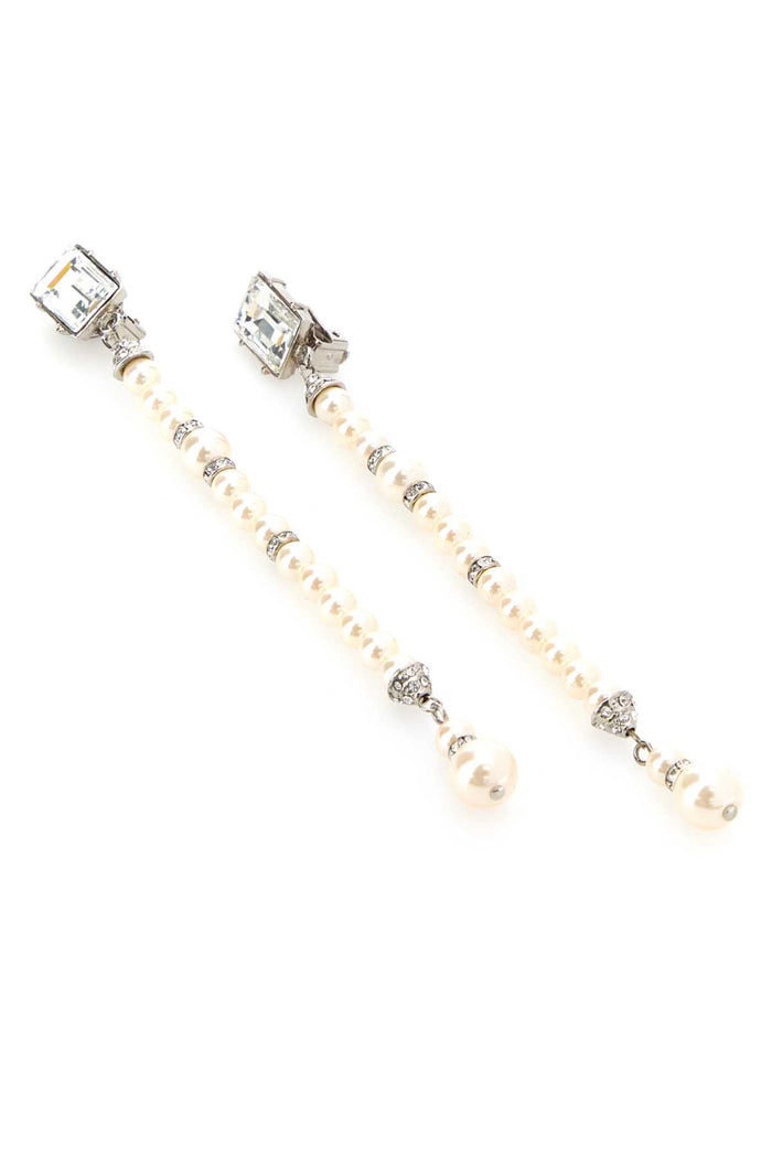 Embellished Metal Earrings Pearlsilver Orecchini