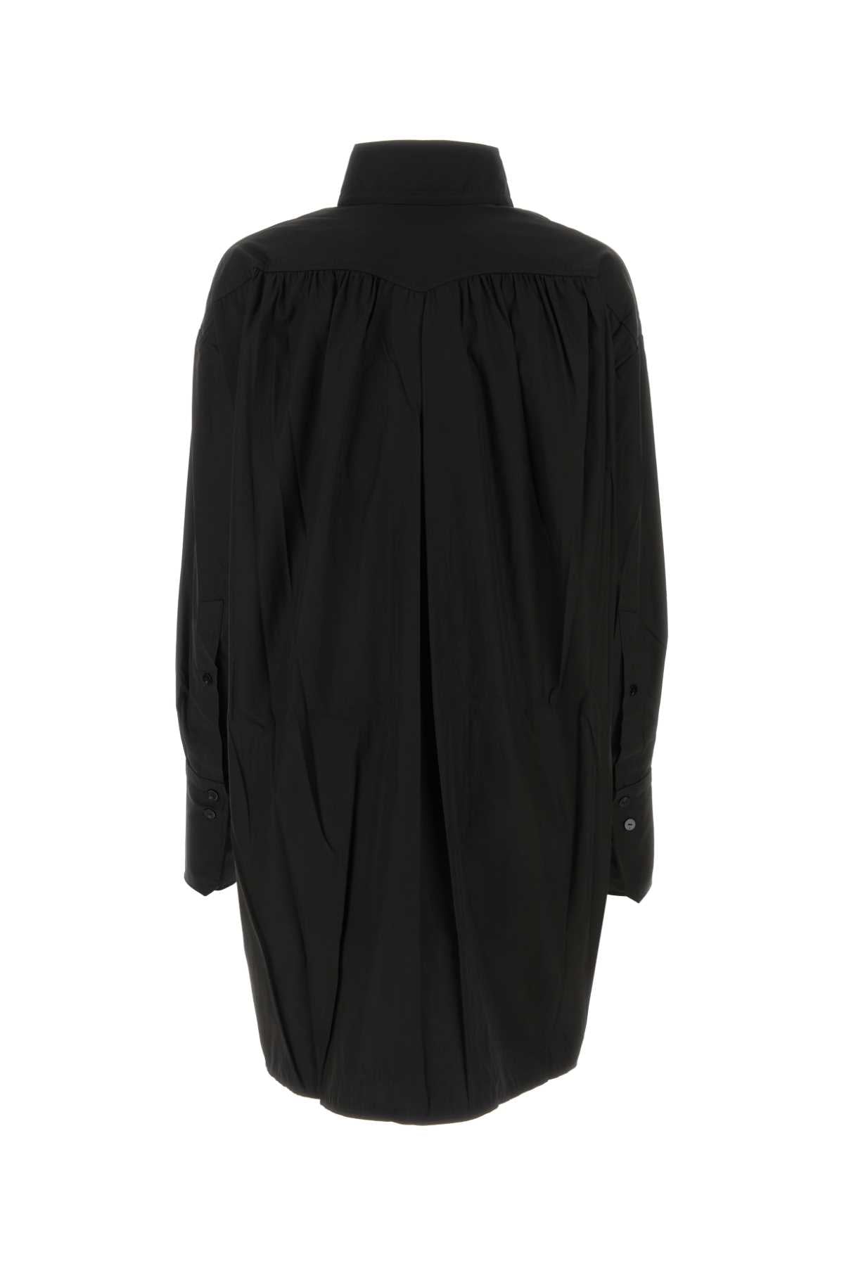 Black Poplin Shirt Dress 999b Exterior: Cotton Nylon Abiti