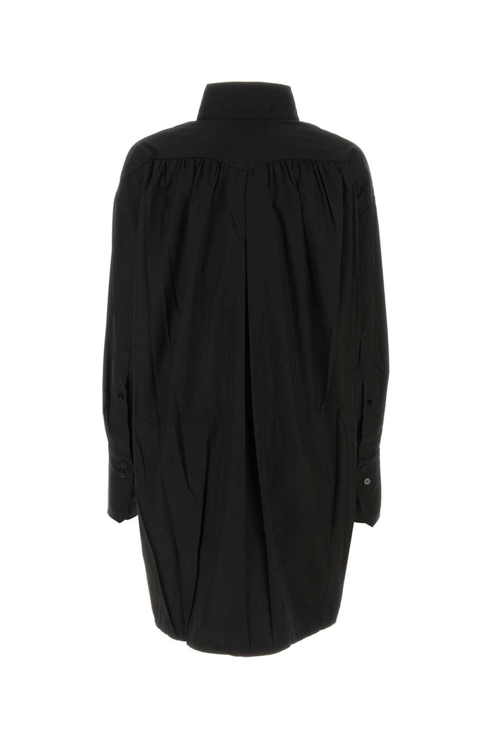 Black Poplin Shirt Dress 999b Exterior: Cotton Nylon Abiti