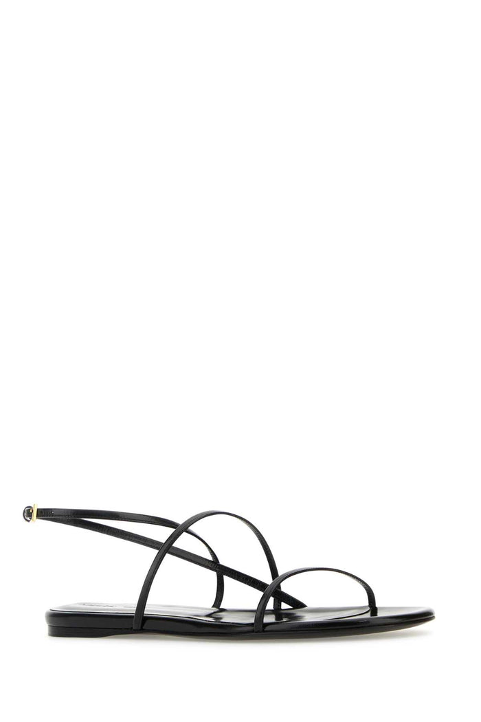Black Leather Loop Sandals Sandali