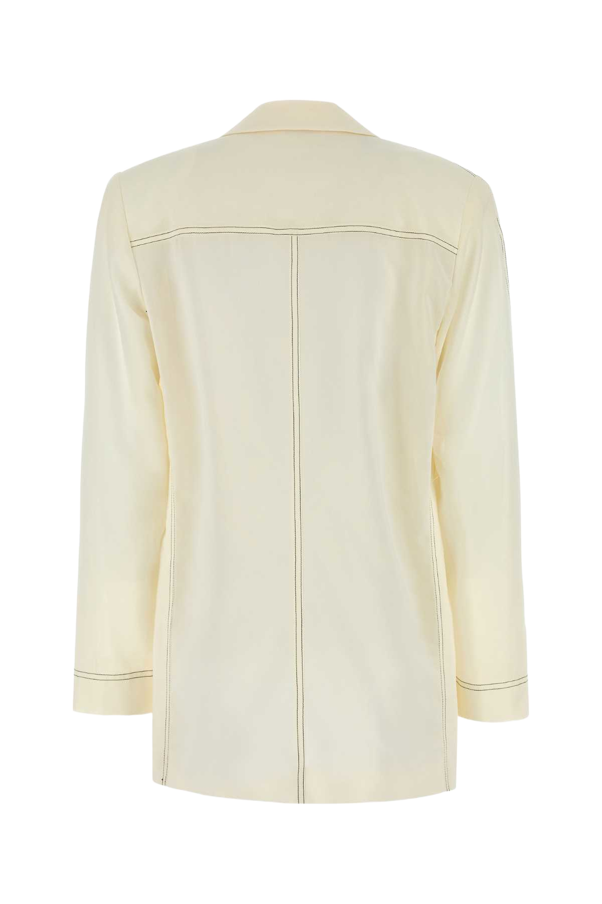 Ivory Polyester Blend Blazer Fantasiabianco Exterior: Cotton Giacche E Gilet