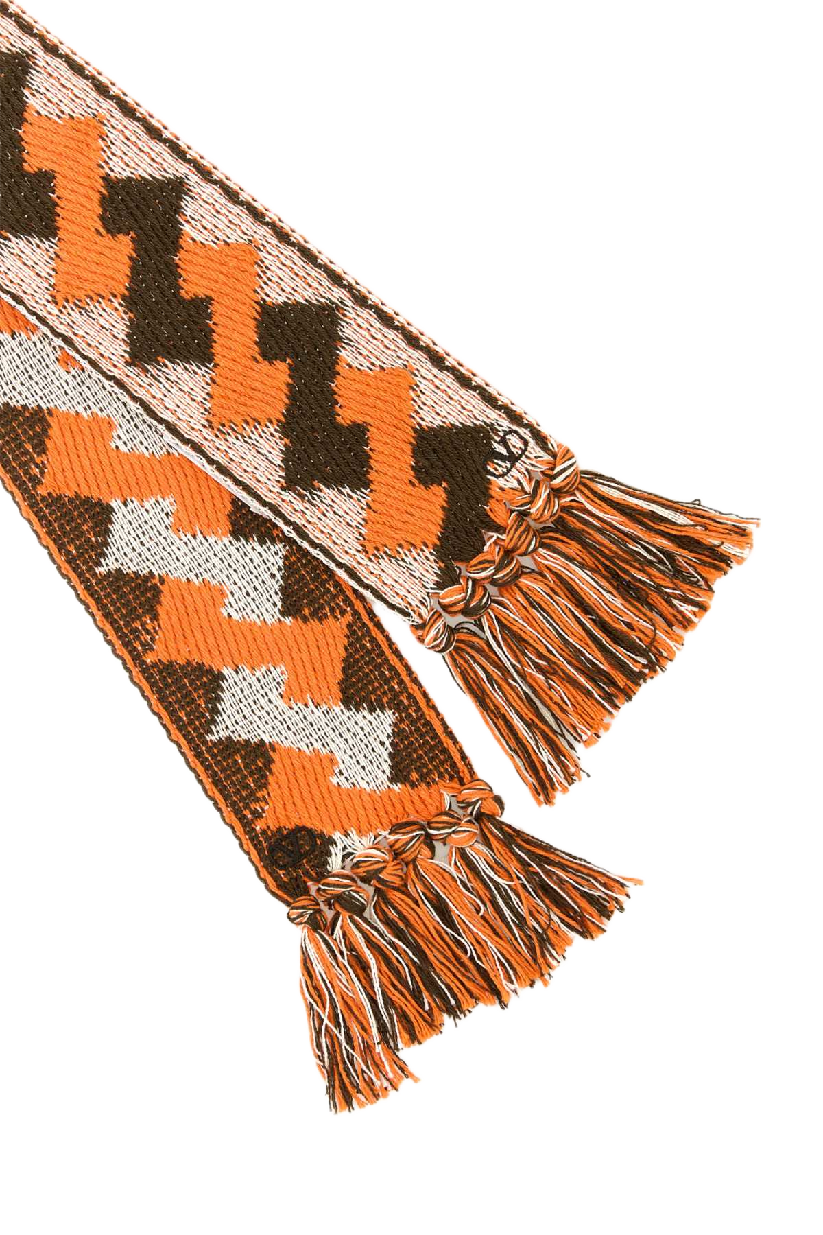 Embroidered Jacquard Scarf Avoriomarronearancio Exterior: Cotton Sciarpe E Foulard