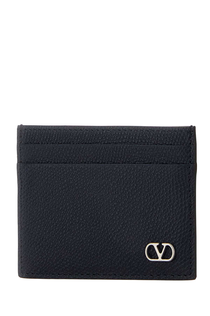 Midnight Blue Leather Vlogo Signature Card Holder Marine Calf - Bos Taurus Portafogli