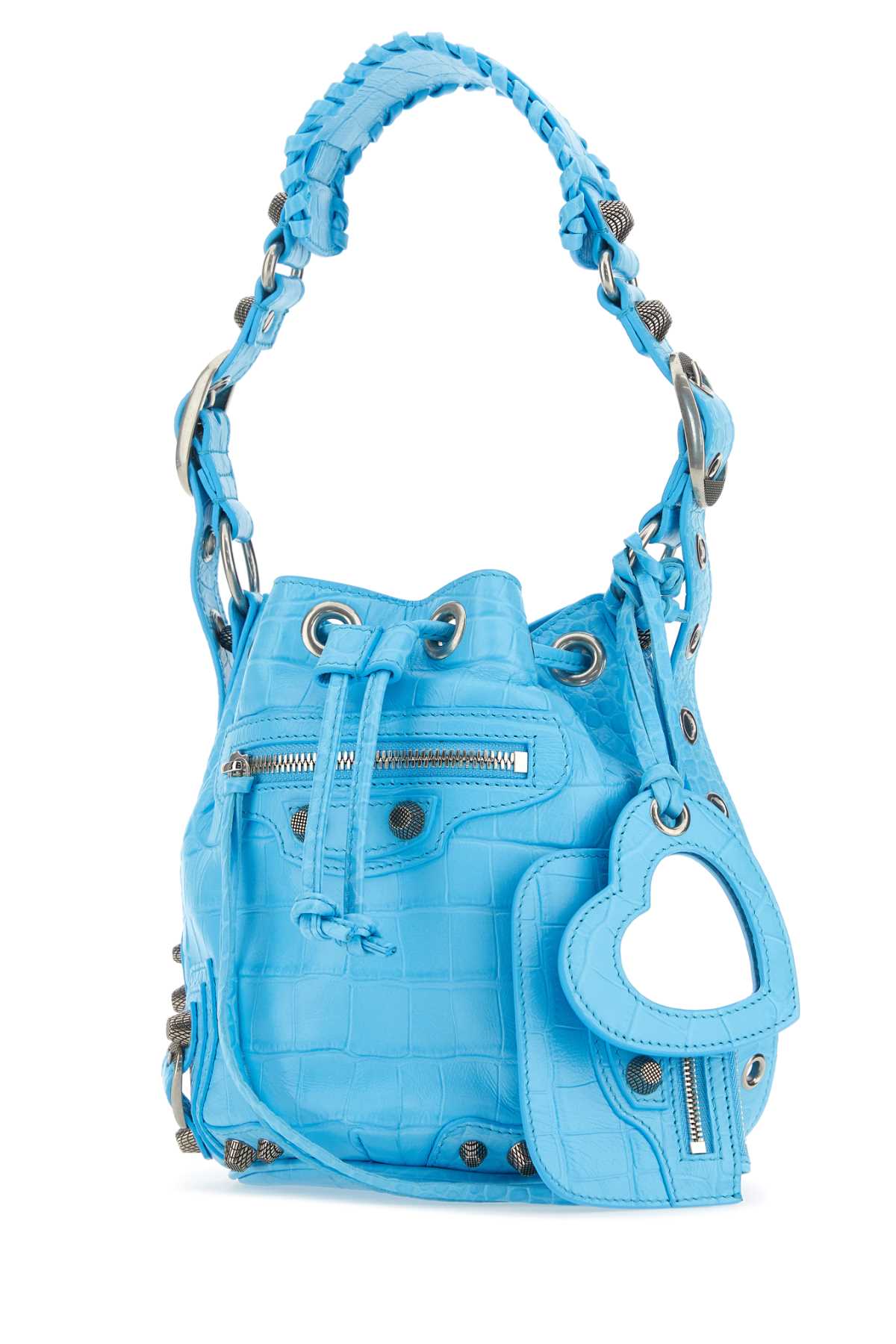Light-Blue Leather Le Cagole Xs Bucket Bag Skyblue T Cotton R Elastan Borse A Secchiello