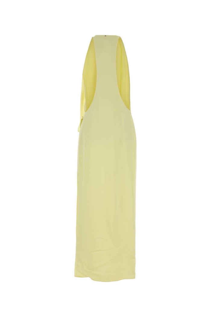 Pastel Yellow Satin Dolmen Long Dress Giallo Chiaro Abiti