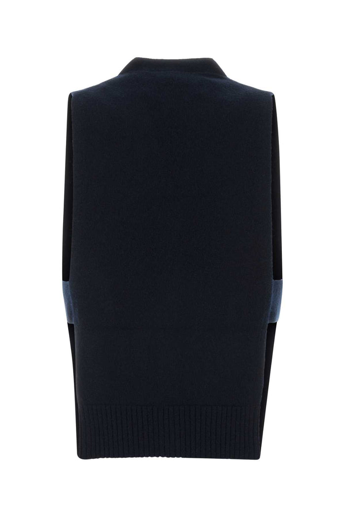 Midnight Blue Cashmere Vest Bleu Exterior: Maglieria