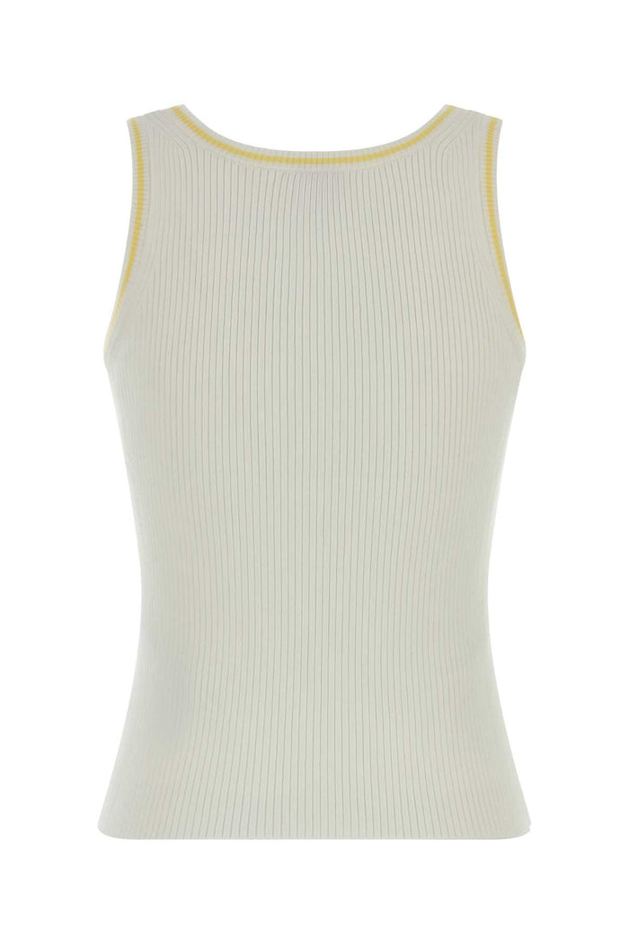 White Viscose Blend Tank Top Offwhite Exterior: Polyester Maglie