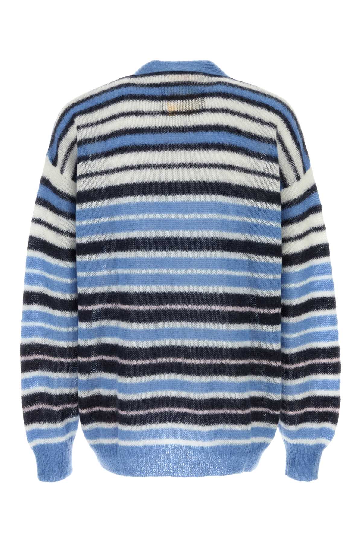 Embroidered Mohair Blend Cardigan Bluelilac Exterior: Nylon Wool Maglieria