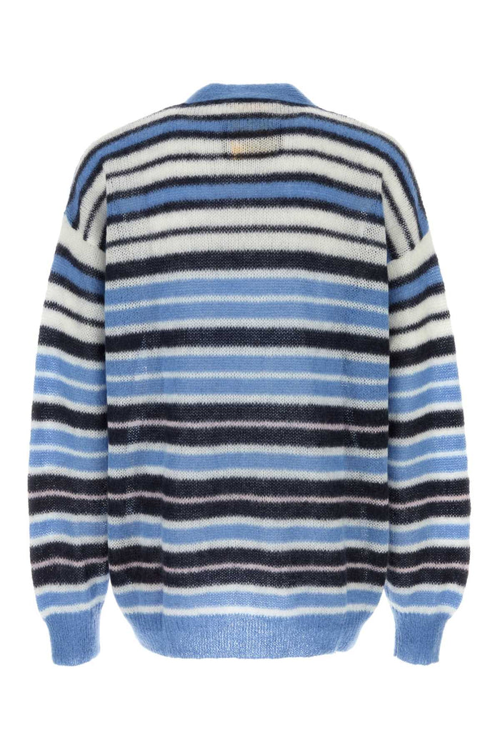 Embroidered Mohair Blend Cardigan Bluelilac Exterior: Nylon Wool Maglieria