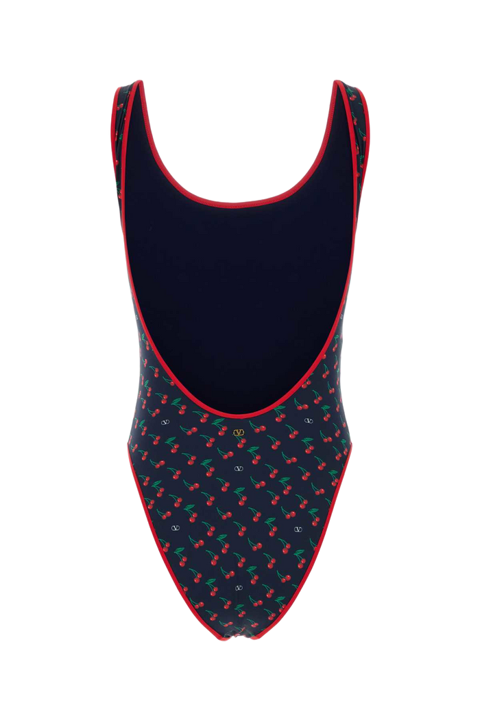 Printed Stretch Nylon Swimsuit Navycherry Costumi Da Bagno