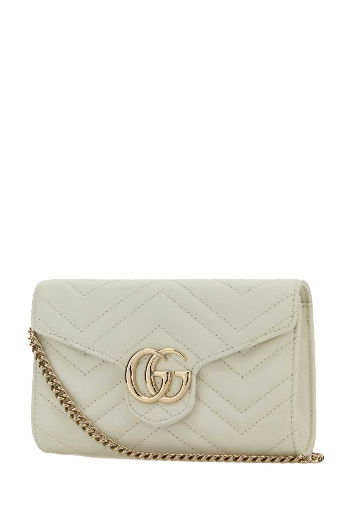White Leather Gg Marmont Wallet Calf Skin Portafogli