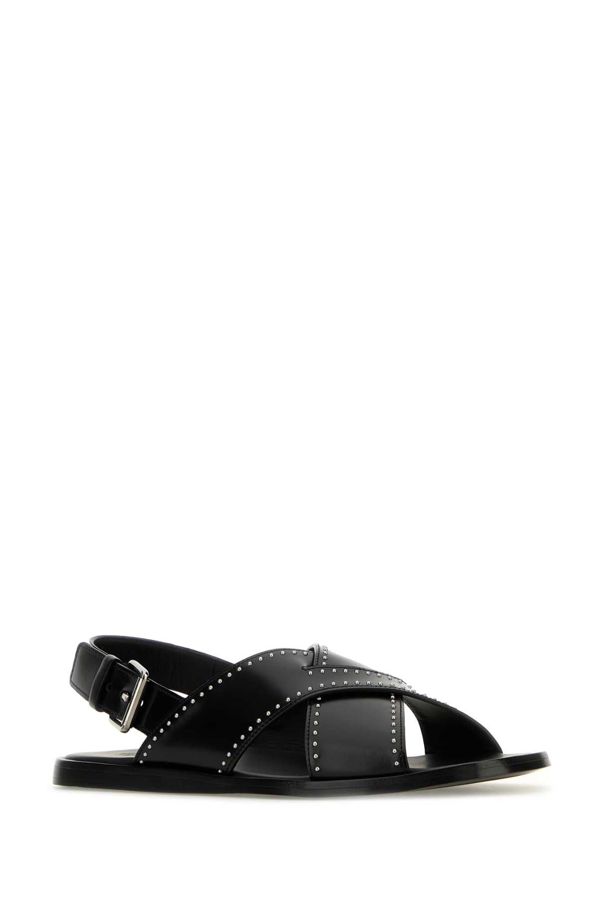 Black Leather Oksana Sandals Sandali