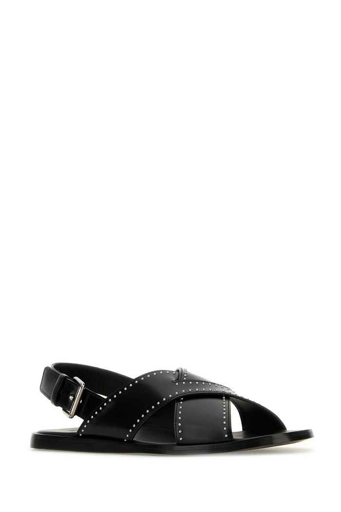 Black Leather Oksana Sandals Sandali
