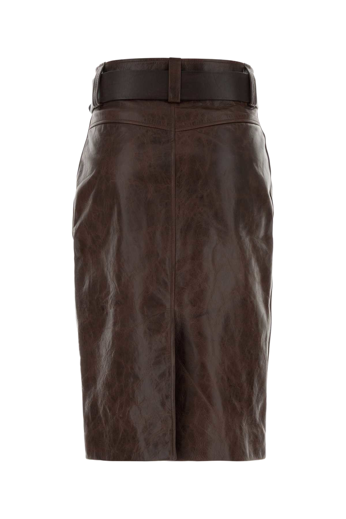 Brown Leather Skirt Marronfonce Exterior: Calf Lining: Fabric Gonne