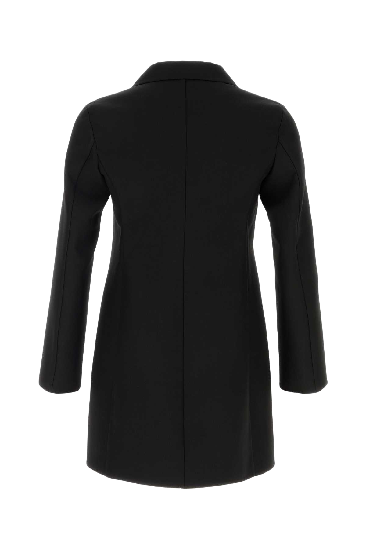 Black Wool Blend Coat Exterior: Virgin Silk Cappotti
