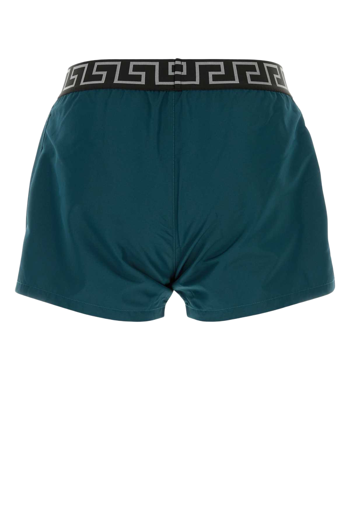 Denim Blue Polyester Swimming Shorts Petrolbluenerosilver Costumi Da Bagno