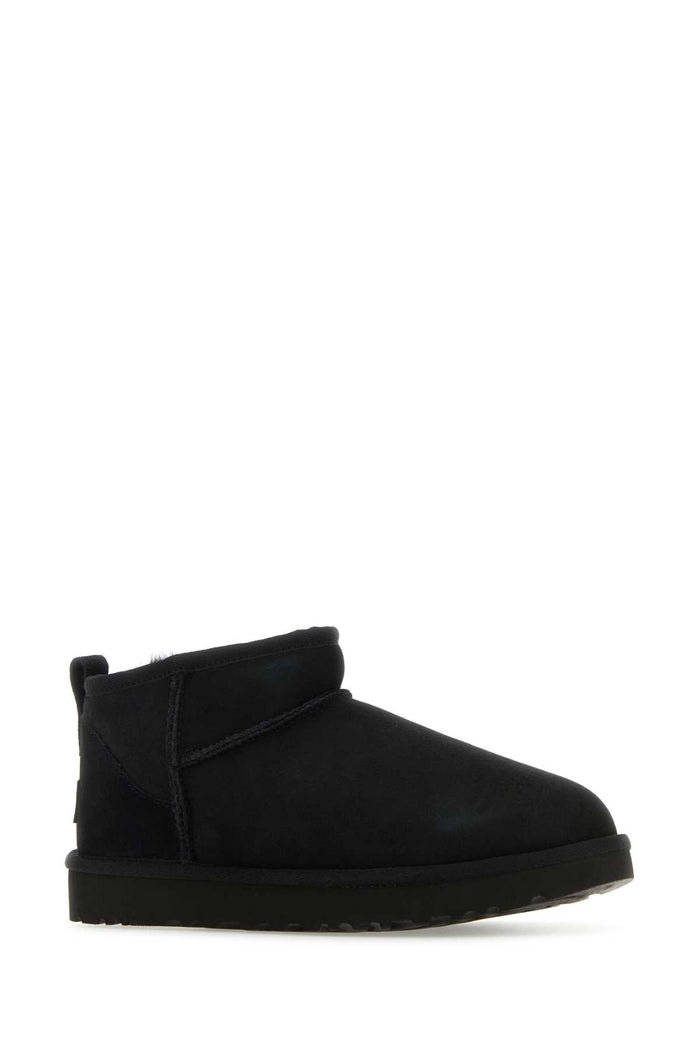 Black Suede Classic Ultra Mini Ankle Boots Upper Material Leather Stivali