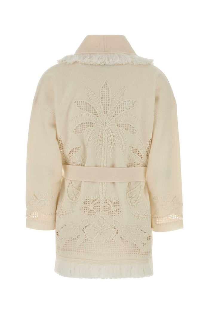 Ivory Wool Islandâ€™s Diary Cardigan Naturale Exterior: Virgin Maglieria