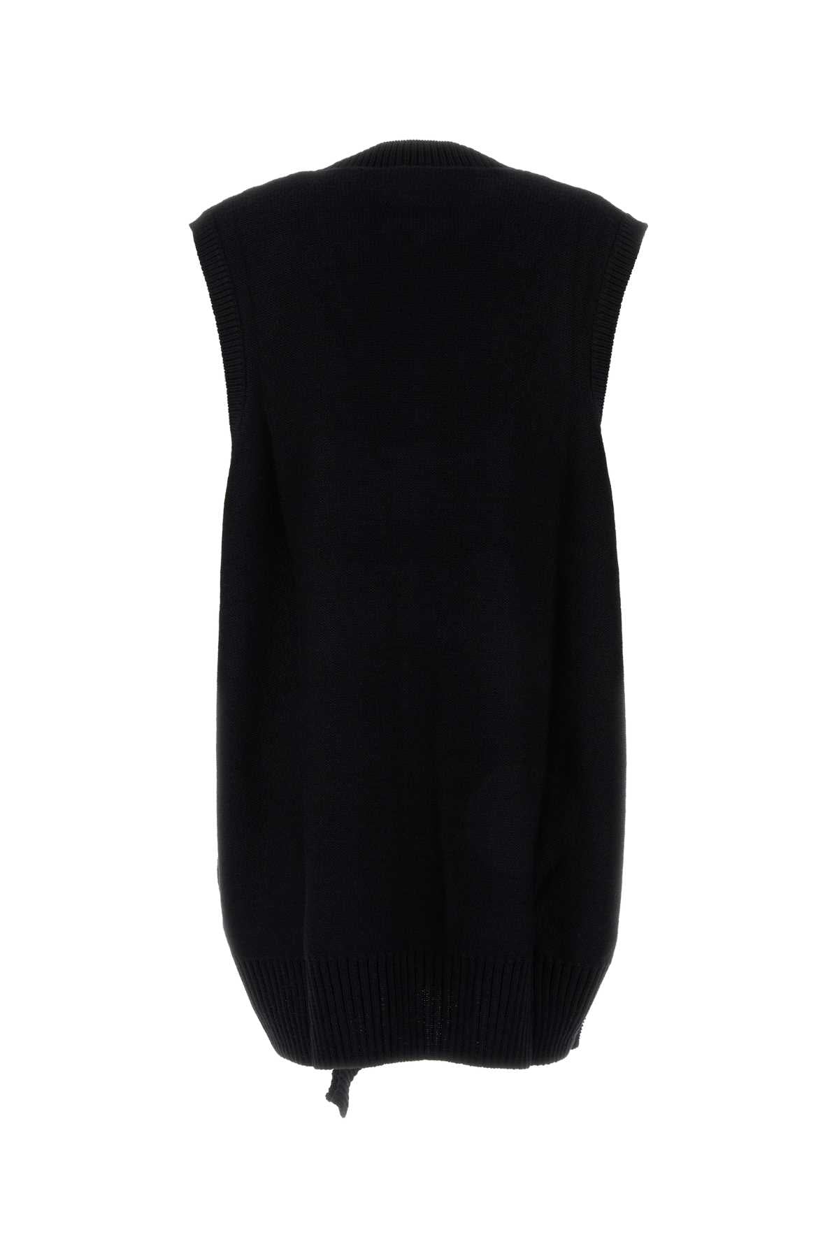 Black Wool And Acrylic Mini Dress Exterior: Virgin Abiti
