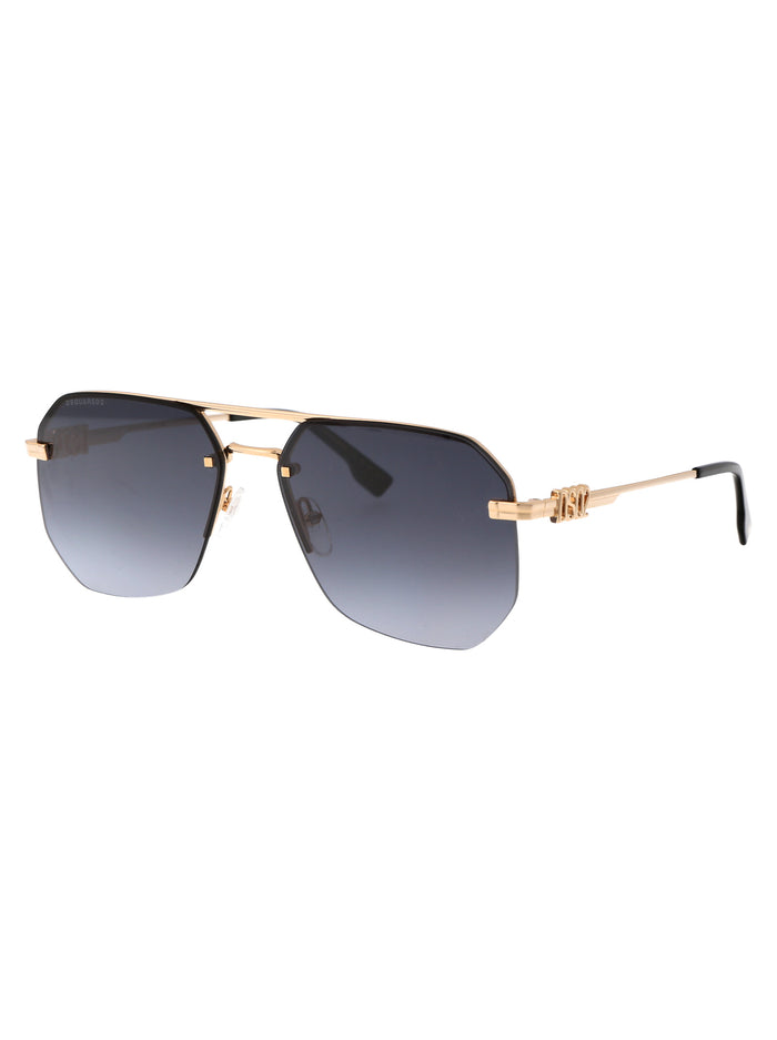 D2 0103-S Rhl Gold Black 2 Metal Sunglasses