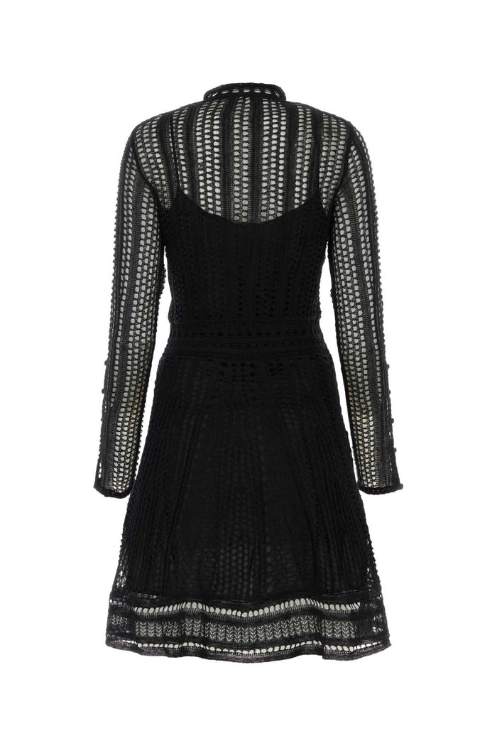 Black Linen Blend Mini Dress Abiti