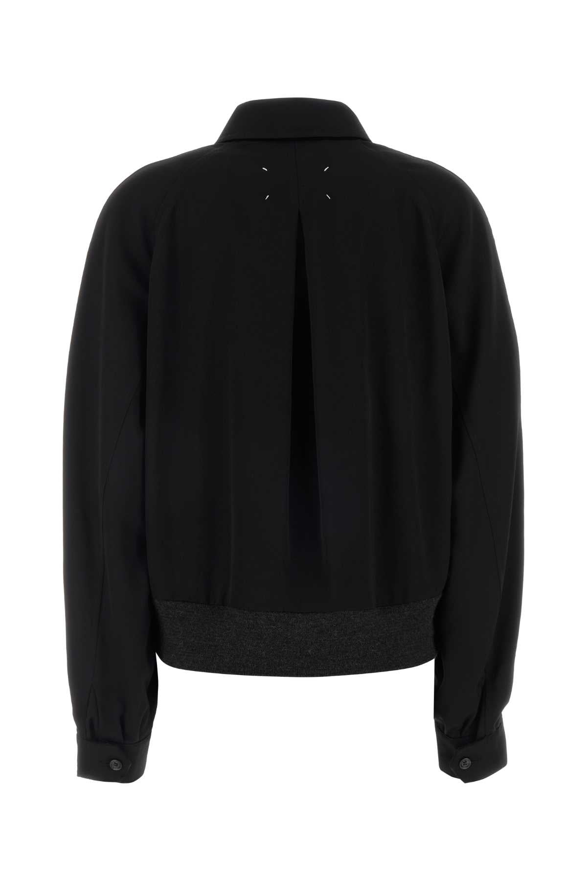 Black Wool Bomber Jacket Exterior: Virgin Giubbini
