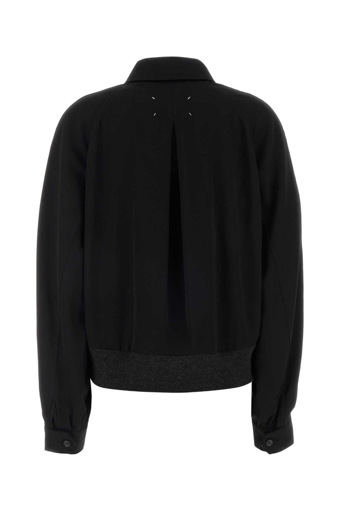 Black Wool Bomber Jacket Exterior: Virgin Giubbini