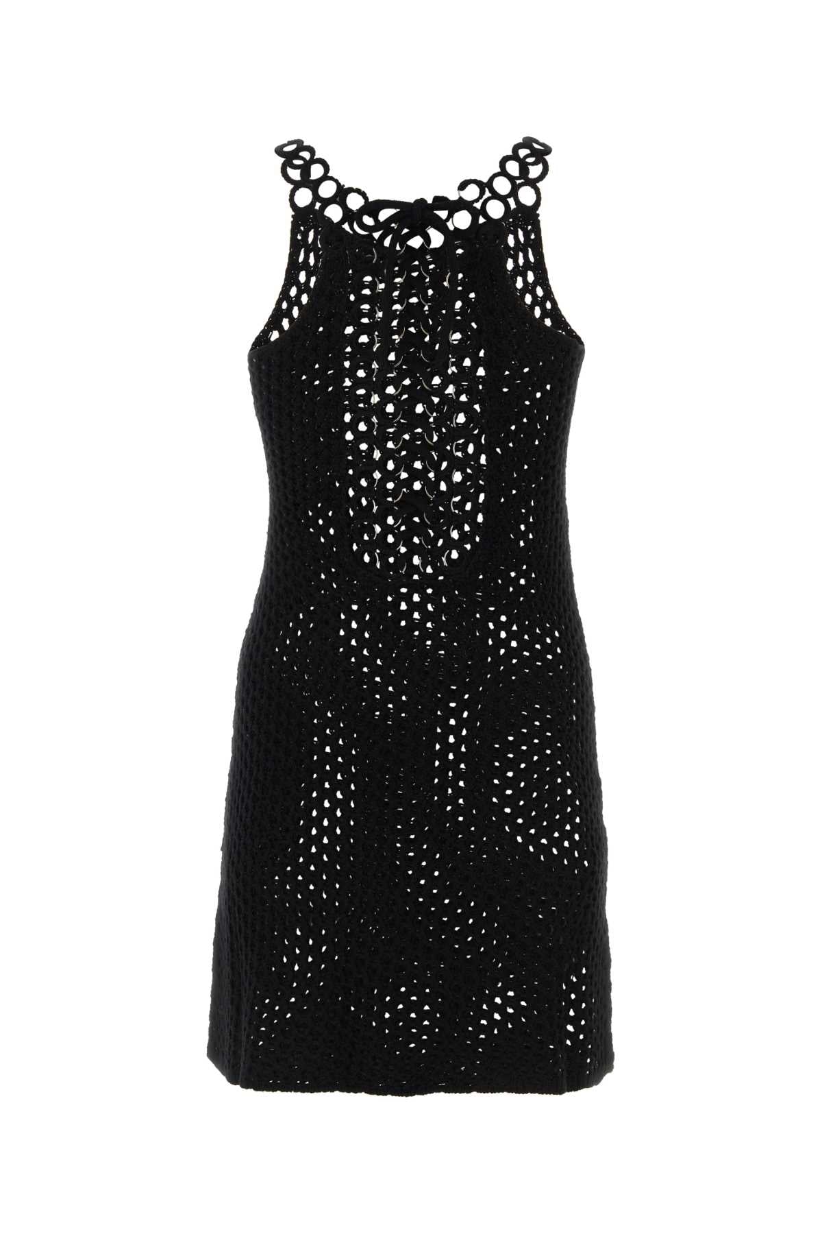 Black Crochet Mini Dress Exterior: Wool Abiti