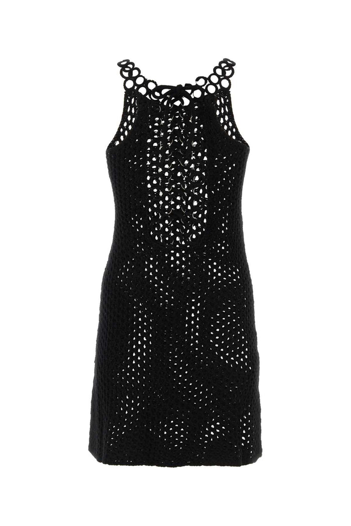 Black Crochet Mini Dress Exterior: Wool Abiti