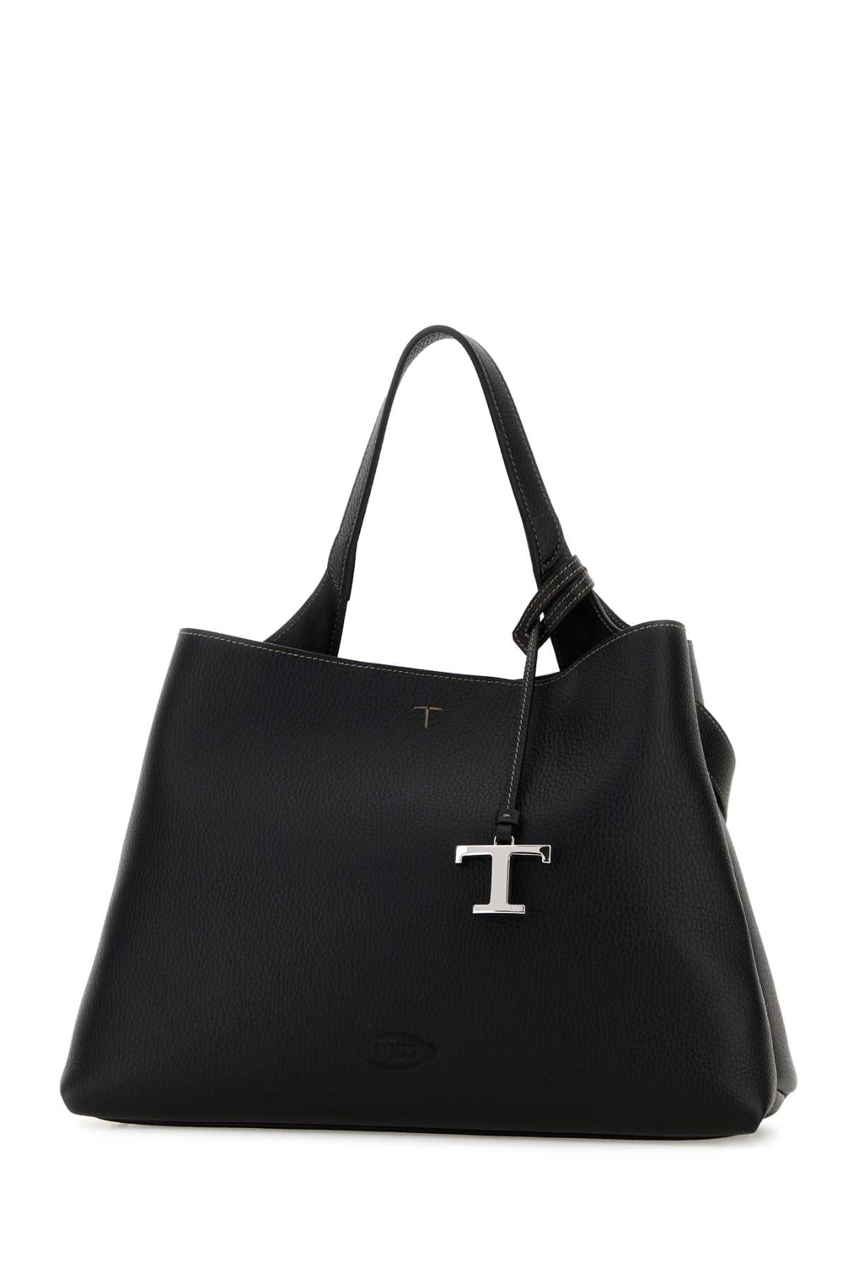Black Leather Medium Handbag Nero Borse A Mano