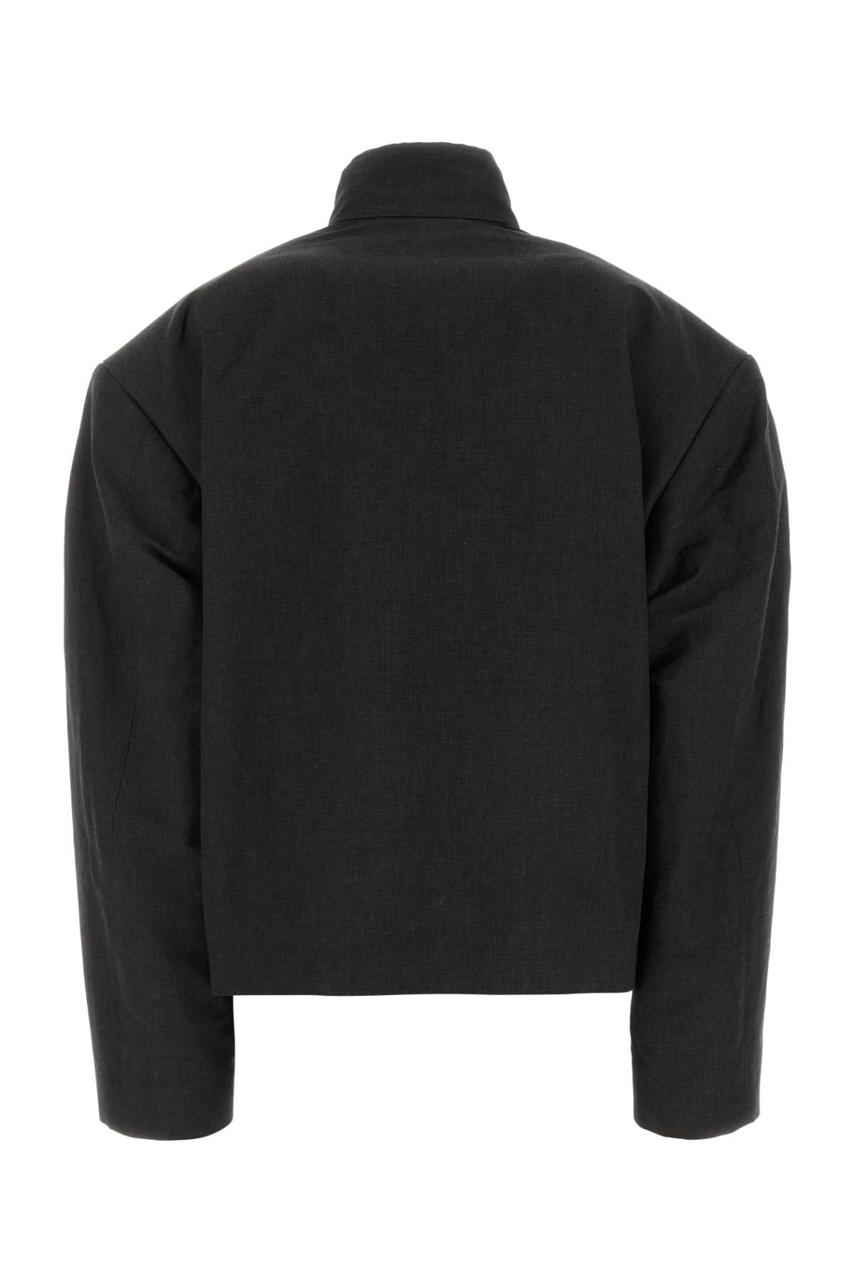 Slate Linen Blend Jacket Black Giubbini