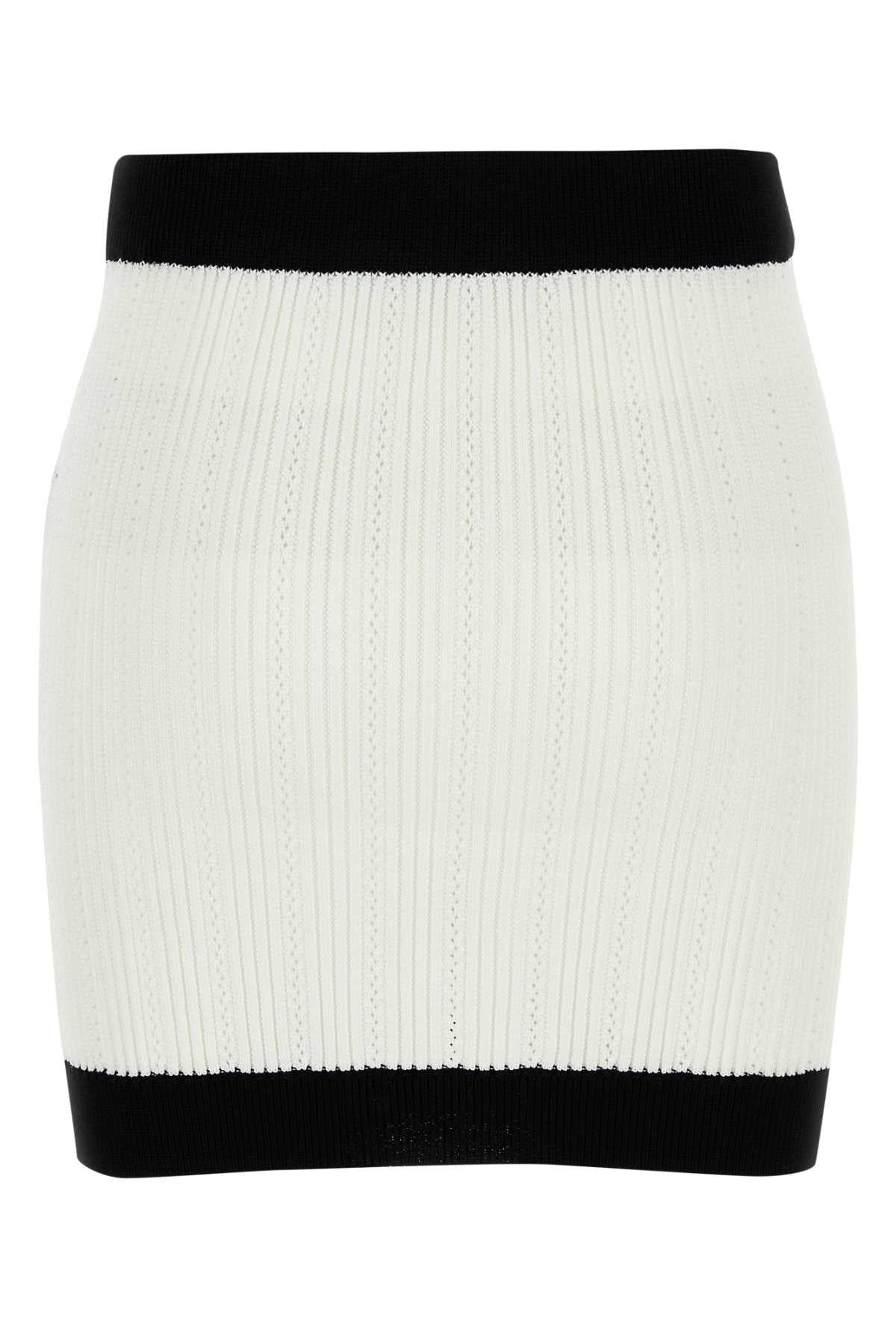 White Viscose Blend Mini Skirt Blancnoir Polyester Gonne