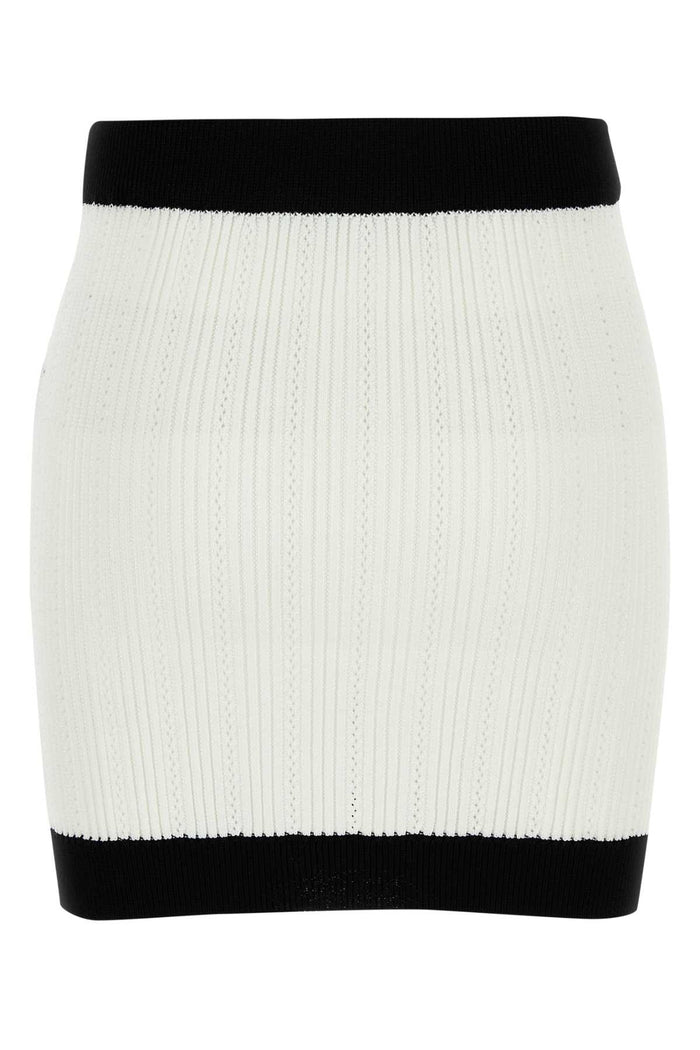 White Viscose Blend Mini Skirt Blancnoir Polyester Gonne