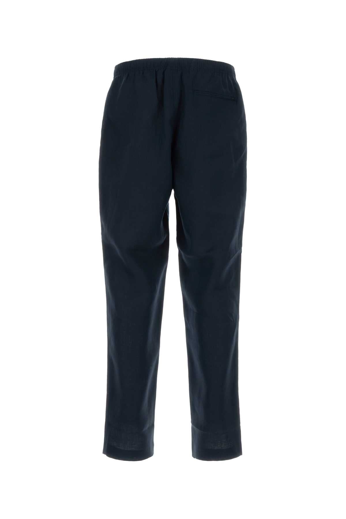Navy Blue Linen Alfred Pant Exterior: Pantaloni