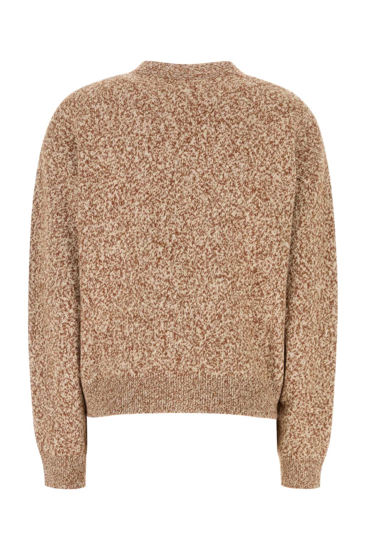Two-Tone Wool Blend Cardigan Brownivory 1.outer Fabric:silk Maglieria