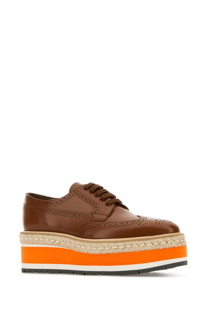 Caramel Leather Lace-Up Shoes Tabacco 1 Scarpe Stringate