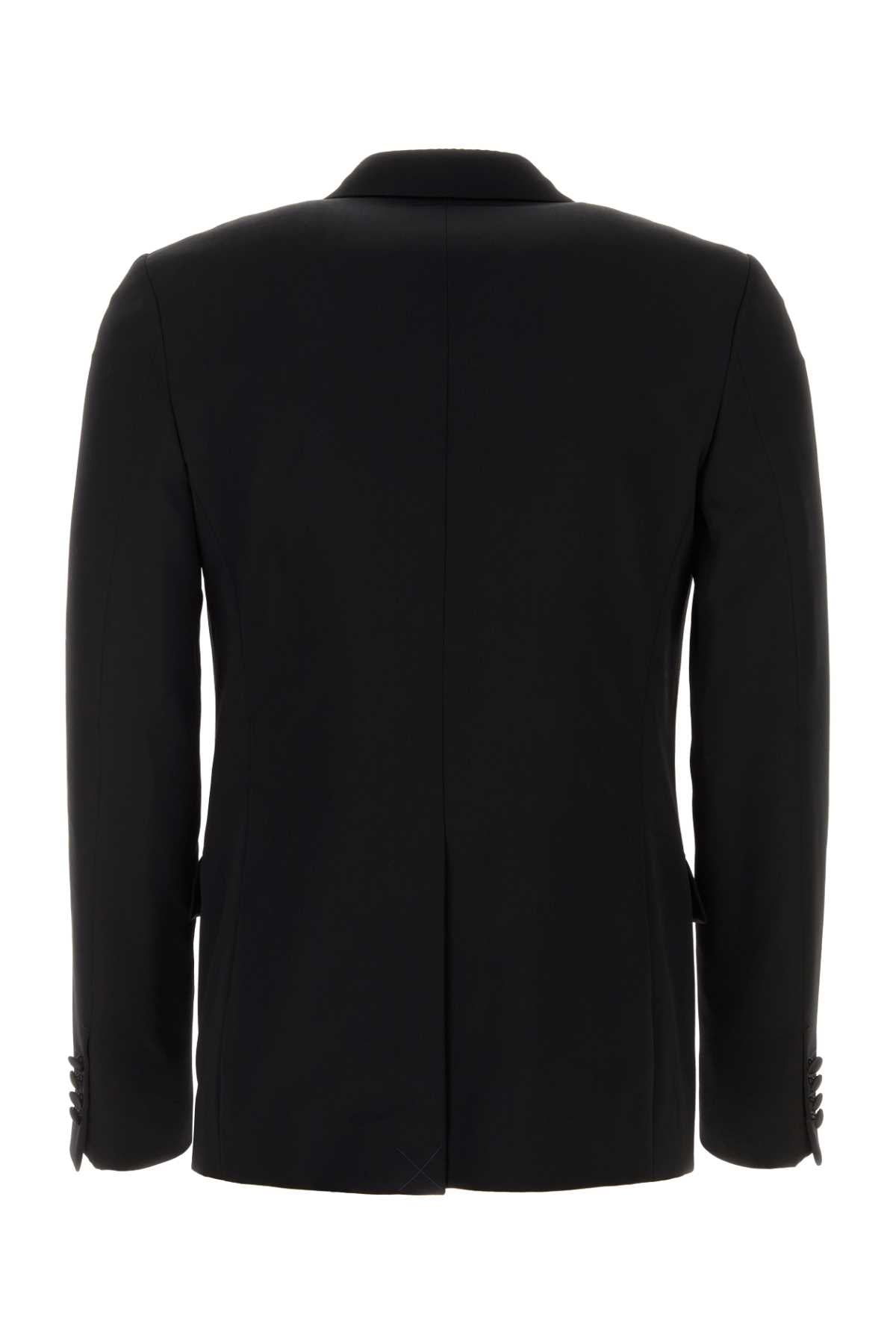 Black Wool Blazer Exterior: Giacche E Gilet