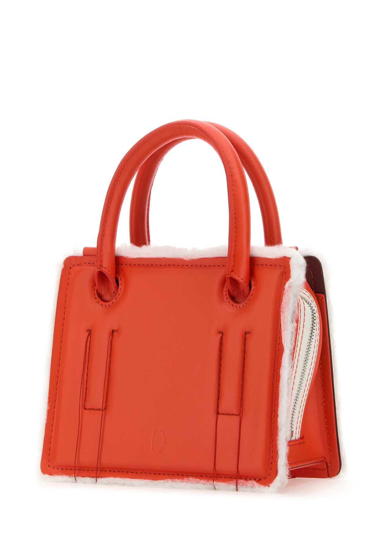 Coral Leather Mini Otto Handbag Red Borse A Mano